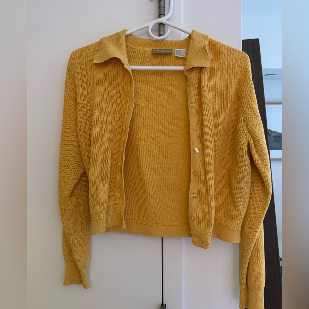 Vintage Liz Claiborne Yellow Button-Up Cardigan